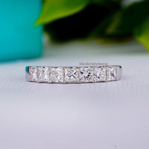 Lab Grown Diamond Engagement Ring/ 1.35 CT Princess Shape Diamond Ring/ 14K Solid White Gold Ring/ Bridal Wedding Ring/ Matching Band Ring