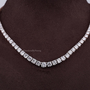 15.00 Carat E/VS1 IGI CERTIFIED/ Lab Grown Diamond Tennis Necklace/ Round Cut Diamond Necklace/ Rose Gold Necklace/ Occasion Wear Necklace