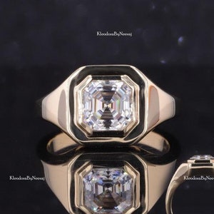 Asscher Cut Moissanite Diamond Ring Bezel Set Moissanite Ring 2.00 Ct Moissanite Wedding Ring Solitaire Moissanite Ring Gift For Anniversary
