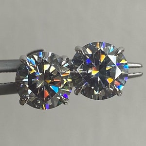 Rond geslepen grijze moissanite oorbel van 1,5 kt rond geslepen oorbel grijze moissanite oorbel grijze moissanite oorbel vrouw stekeroorbel
