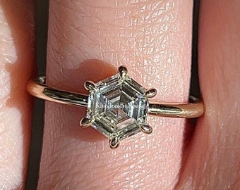 1,50 kt zeshoekige trouwring zeshoekige moissaniet ring solitaire verlovingsring geelgouden diamanten hoofdstelring vrouwen jubileumcadeau