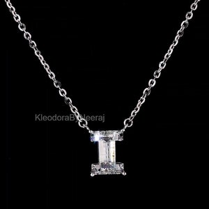 I Initial Necklace | 14K White Gold Lab-Grown Diamond Pendant | Sleek & Modern Custom Letter Charm