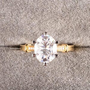 1.80 Carat Oval Cut Moissanite Diamond Ring/ Prong Set Diamond Ring/ Oval Moissanite Engagement Ring/ Yellow Gold Wedding Ring/ Gift Ring