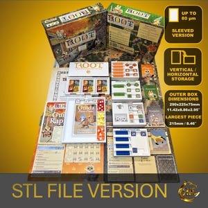 Root Organizzatore gioco da tavolo | Inserto Premium - Versione per Carte Con Buste - File STL Stampa 3D