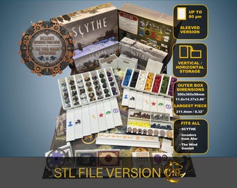Wkładka do gry planszowej Scythe + Expansions, organizer, plik STL