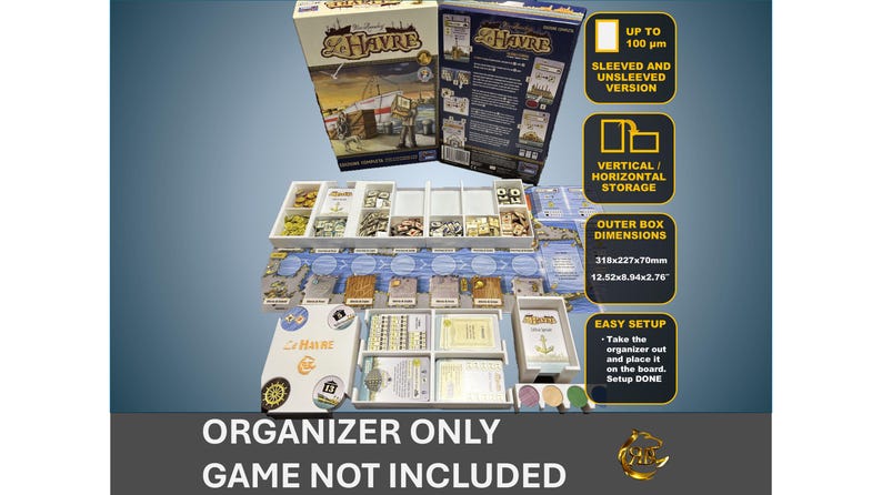 Organizador de juegos de mesa Le Havre, solución de almacenamiento impresa en 3D imagen 1
