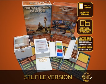 Terraforming Mars Ares Expedition Board Game Organizer STL FILE to 3D print | Sleeved Version