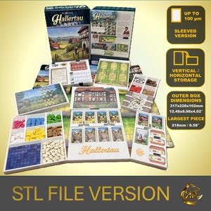 Hallertau Brettspiel Organizer | Einfügen | Premium Aufbewahrungslösung - SLEEVED Version - STL Datei für den 3D-Druck