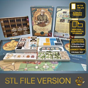 Carnegie Organizzatore gioco da tavolo | Inserto Premium - Versione CON Carte Imbustate - File STL Stampa 3D
