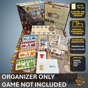 May include: White organiser insert for the Tilectum board game. The insert has compartments for all game components, including sleeved cards. The insert is made of sturdy cardboard and fits in the original game box. The insert is shown with the game components in place. The text on the insert reads "Organiser Only Game Not Included".