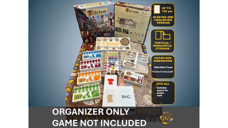 May include: White organiser insert for the Tilectum board game. The insert has compartments for all game components, including sleeved cards. The insert is made of sturdy cardboard and fits in the original game box. The insert is shown with the game components in place. The text on the insert reads "Organiser Only Game Not Included".