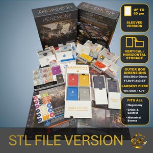 Hegemony + Crisis & Control + Historical Events board game insert, Premium Storage Solution STL file to print your Hegemony organizer