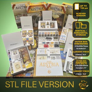 Grand Austria Hotel + Let&#39;s Waltz! Expansions with solo mode Organizer| Insert | Premium Solution Sleeved Version - STL file for 3D Printing