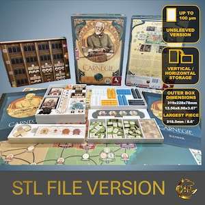 Carnegie Organizzatore gioco da tavolo | Inserto Premium - Versione SENZA Carte Imbustate - File STL Stampa 3D