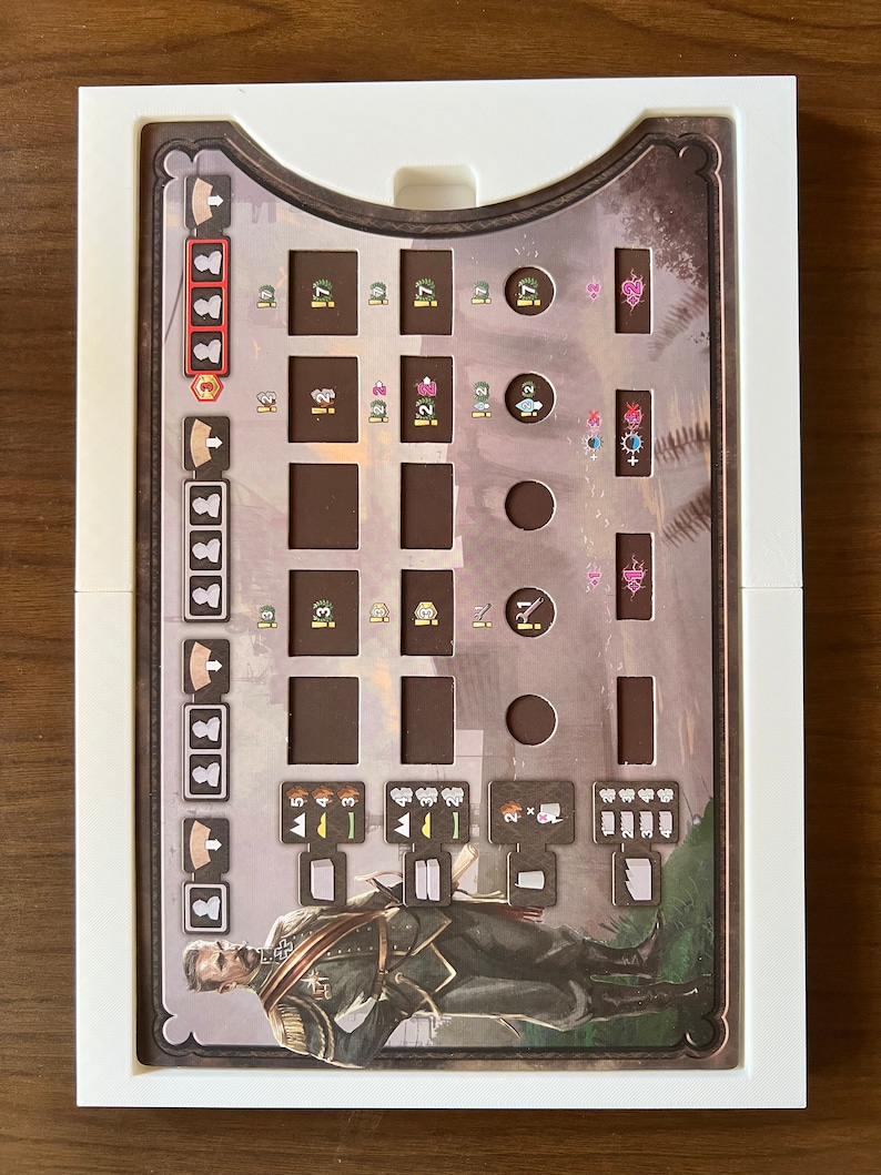 Barrage Organizer 3d printed in white PLA. This is a custom-made insert for the Barrage boardgame.