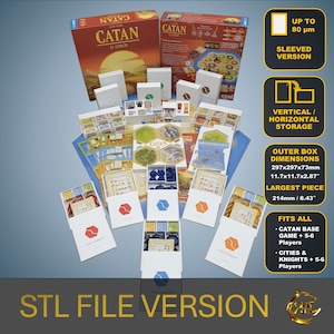 CATAN + Cities and Knights + Expansions Board Game Organizer | Insert | Premium Storage Solution - SLEEVED Version - STL file