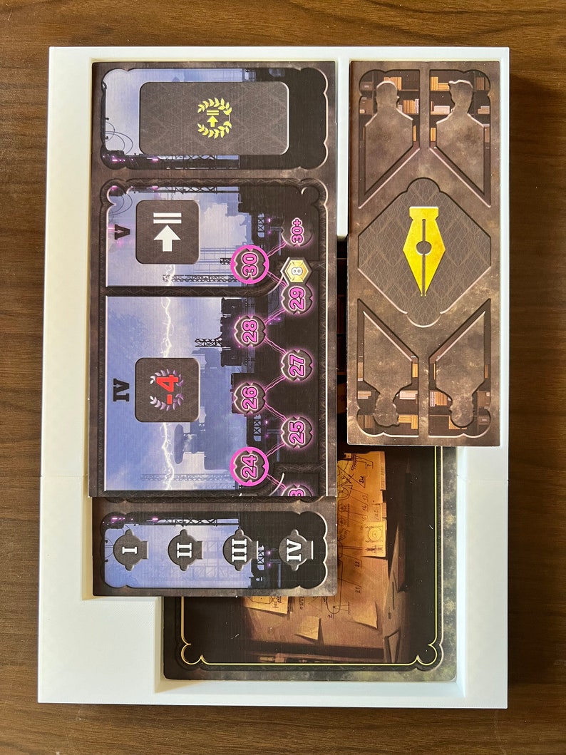 Barrage Organizer 3d printed in white PLA. This is a custom-made insert for the Barrage boardgame.