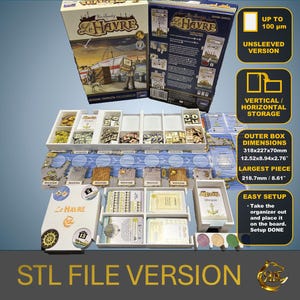 Le Havre Organizzatore gioco da tavolo | Inserto gioco in scatola Premium - Versione SENZA Carte Imbustate - File STL Stampa 3D