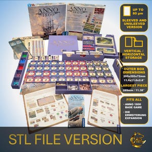 ANNO 1800 + Die Erweiterung Expansion Organizer - Inserto de caja completa - Archivo STL de impresión 3D