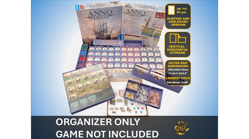 ANNO 1800 + Die Erweiterung Board Game Organizer, 3D Printed Insert image 1