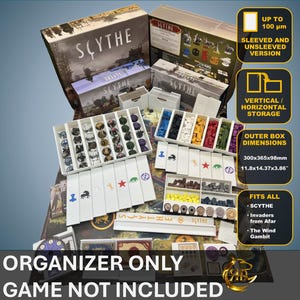 Scythe Board Game Organizer + Invaders from Afar + The Wind Gambit | Insert | Premium Storage Solution