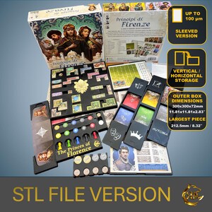 Principi di Firenze Organizzatore gioco in scatola | Inserto Premium - Versione per Carte Imbustate - File STL Stampa 3D