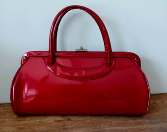 Vintage Deep Red 50s Madwell Purse Designer Patton Leather