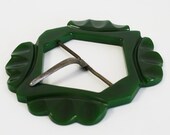Dark Green Bakelite Buckle Large Vintage Art Deco Forest Green