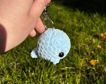Crocheted Mini Whale Keychain plushie