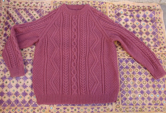 80s Hand Knit Dusty Pink Wool Cardigan