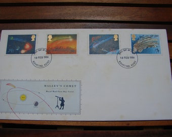UK Post Office First Day Cover Cachet with insert, Halley's Comet, 18 FEB 1976, Cancelled, Astronomy, Space Art