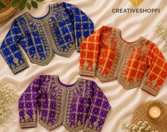 Bandhani Jacket Blouse | Georgette Gota Patti Embroidered Koti | Navratri Gujarati Jacket