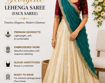 Gold Zari Viscose Tissue Silk Lehenga Set: Embroidered Dupatta, Festive Ethnic Wear