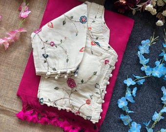 Handmade Khadi Cotton Saree with Readymade Blouse: Size 38 (Alterable to 40)