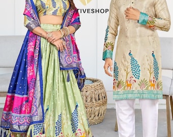 Royal Dola Silk Lehenga Choli with Kurta Pajama Set: Patola Print Festive Outfit