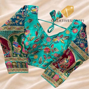 Präsentieren Chinon Bluse für Saree | Fertig Bluse | Hochzeits- und Partykleidung