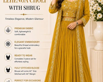Indian Lehenga Choli with Shrug | Party ware | Wedding Wear | Guest | Gift | Haldi
