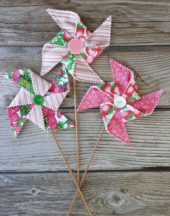 Strawberry Pinwheel Fabric Pinwheel Party Decoration Etsy