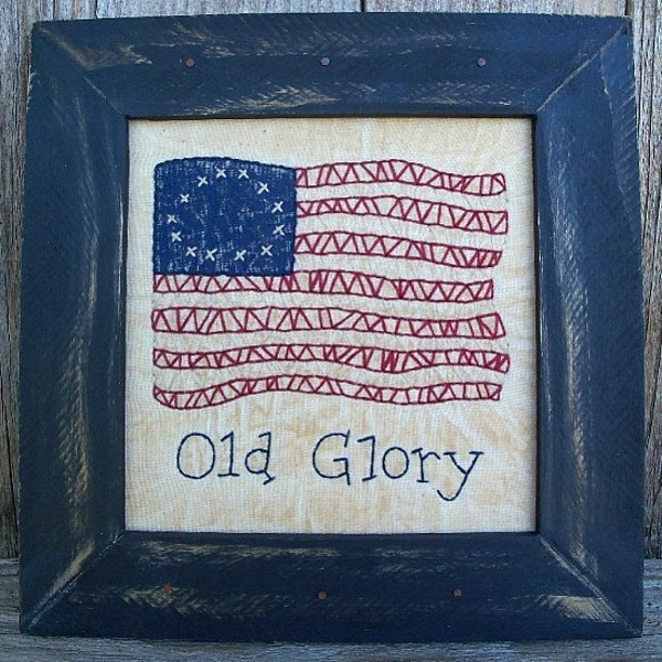 Old Glory Framed Stitchery, US Flag, American Flag, Stars and Stripes, Independence Day, July 4th, Rustic, Decoration, Americana, Patriotic