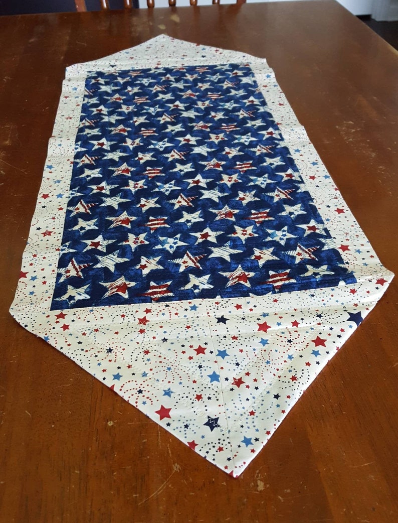 Red White And Blue Quilted Table Runner Patriotic Table Centerpiece 4th Of July Decoration July 4th Table Topper Patriotic Table Runner