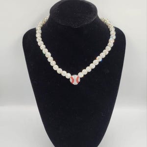 Baseball Rhinestone 8mm Beaded Necklace