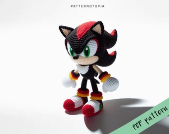 Crochet Pattern Shadow Amigurumi Tutorial, Crochet Doll Pattern, Crochet Animal Pattern, DIY Sonic Crochet PDF Ebook Instruction Pattern