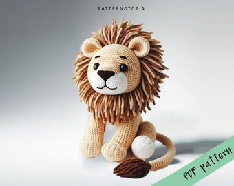 Crochet Pattern Lion Amigurumi Tutorial, Crochet Doll Pattern, Crochet Animal Pattern, DIY Lion Crochet PDF Ebook Instruction Pattern