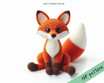 Tutorial de amigurumi de zorro con patrón de crochet, patrón de muñeco de crochet, patrón de animal de crochet, libro electrónico con instrucciones y patrón de crochet de zorro DIY
