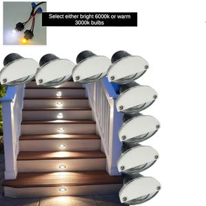 DekLights® LED Stair Lights Recessed Replaceable LED bulb, unlike Trex. Outdoor Deck Lighting Riser 12-volt Deck Step Lights Low-voltage