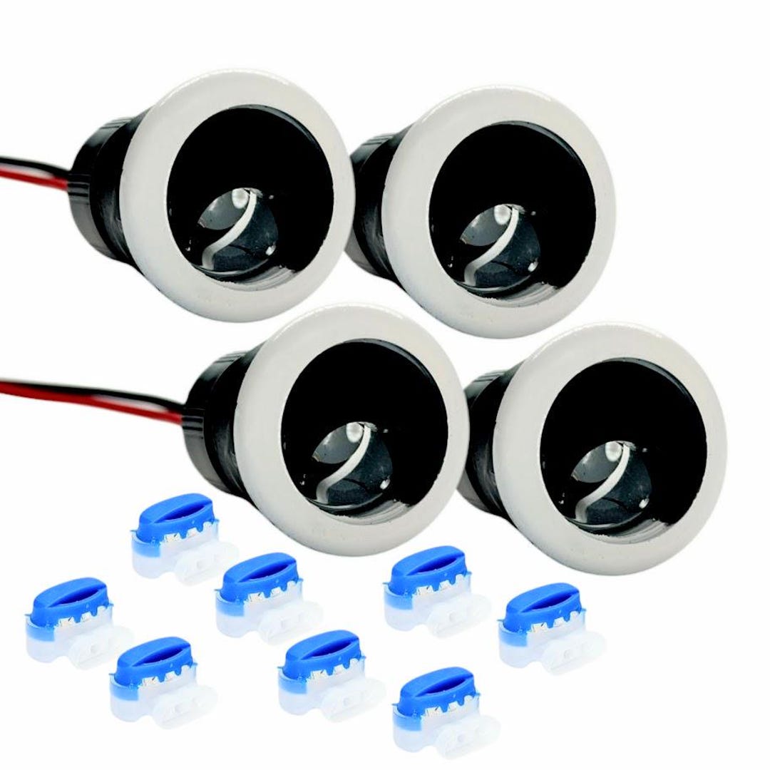 Deklights® Pro Line LED Deck Step Riser Lights White Round Mini Outdoor ...