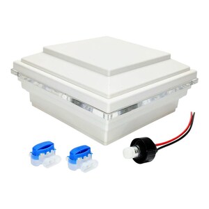 DekLights® for Trex posts. Replaceable 12-volt LED bulbs in bright or warm white light. Low-voltage Lighted Deck Post Cap. Made in USA.