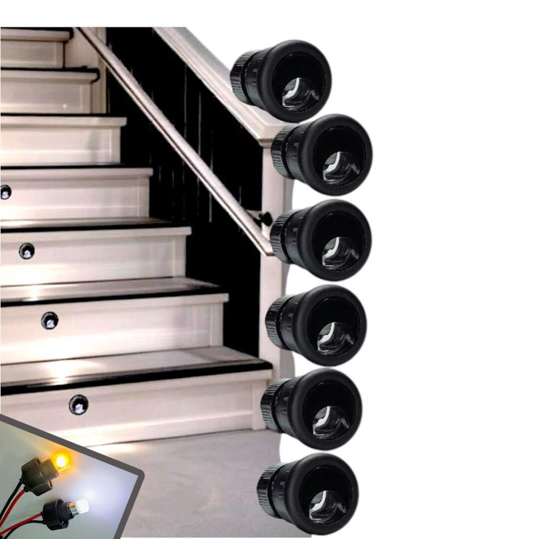 Deklights® 6 Pack LED Deck Step Riser Lights. Black Round Mini Outdoor ...