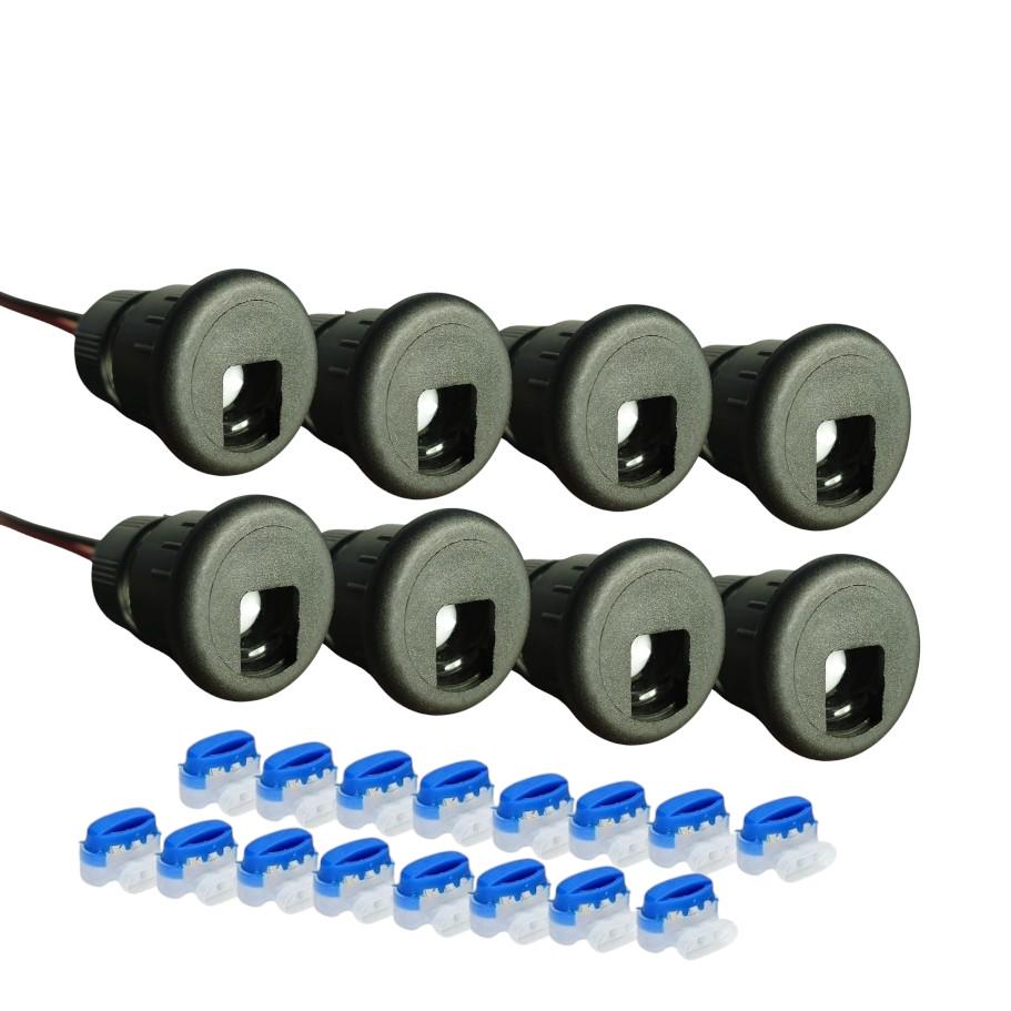 Deklights® DIY Line Black Recessed Deck Step Riser Light 8pk ...