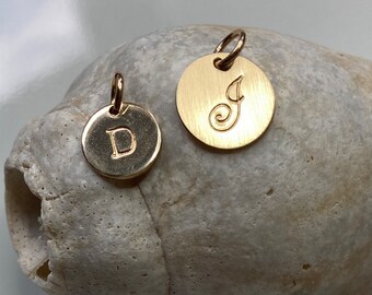 Custom Initial Charm: 14K Gold Fill, Rose Goldfill, or Sterling